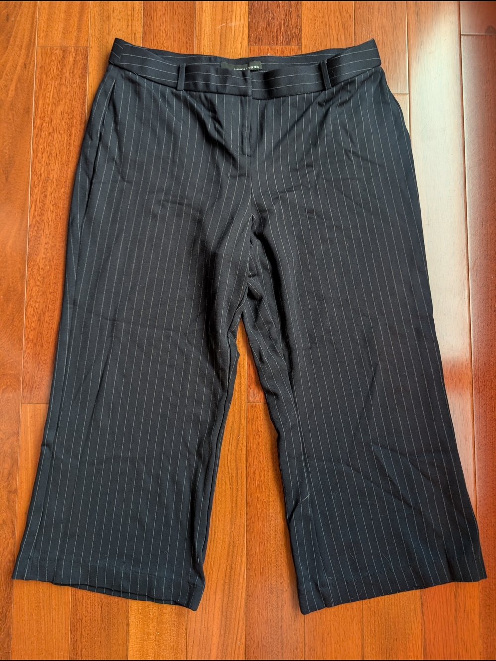 Amanda & Chelsea Navy Pinstriped Crop Flare Trousers